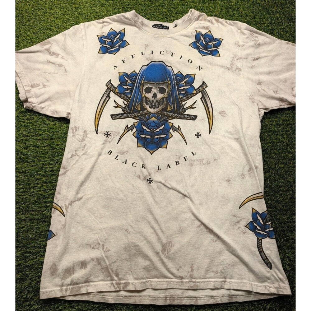 Affliction Black Label Grim Reaper Skull Graphic T-Shirt XL
